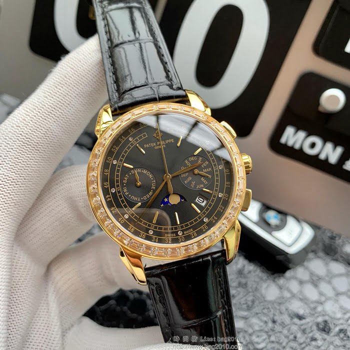 百達翡麗PATEK PHILPPE 2019新款 進口9100多功能機芯 超強防水 小牛皮錶帶 高端男士腕表  wssb3520